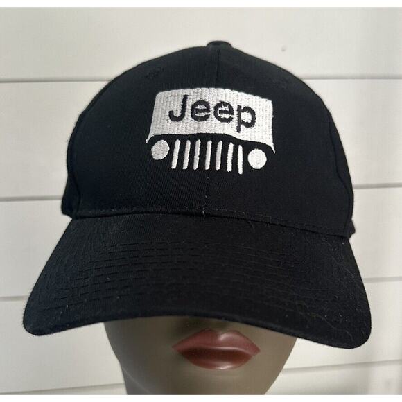 Jeep Black Outdoors Cap Hat Don Vance Marshfield Missouri Strapback Adjustable - Picture 1 of 7